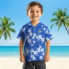 Los Angeles Rams Hawaiian Shirt - Personalized Baseball Floral Hibiscus Clusters Blue Aloha Shirt