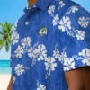 Los Angeles Rams Hawaiian Shirt - Personalized Baseball Floral Hibiscus Clusters Blue Aloha Shirt