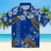Los Angeles Rams Hawaiian Shirt - Personalized Baseball Floral Hibiscus Print Blue Aloha Shirt