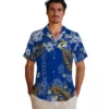 Los Angeles Rams Hawaiian Shirt - Personalized Baseball Floral Hibiscus Print Blue Aloha Shirt
