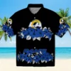 Los Angeles Rams Hawaiian Shirt - Personalized Baseball Floral Hibiscus Stripe Blue Black Aloha Shirt