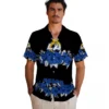 Los Angeles Rams Hawaiian Shirt - Personalized Baseball Floral Hibiscus Stripe Blue Black Aloha Shirt