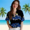 Los Angeles Rams Hawaiian Shirt - Personalized Baseball Floral Hibiscus Stripe Blue Black Aloha Shirt