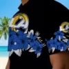 Los Angeles Rams Hawaiian Shirt - Personalized Baseball Floral Hibiscus Stripe Blue Black Aloha Shirt