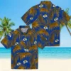 Los Angeles Rams Hawaiian Shirt - Personalized Baseball Floral Leafy Palms Blue Aloha Shirt