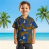 Los Angeles Rams Hawaiian Shirt - Personalized Baseball Floral Leafy Palms Blue Aloha Shirt