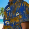 Los Angeles Rams Hawaiian Shirt - Personalized Baseball Floral Leafy Palms Blue Aloha Shirt