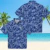 Los Angeles Rams Hawaiian Shirt - Personalized Baseball Floral Leafy Pattern Blue Aloha Shirt