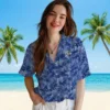 Los Angeles Rams Hawaiian Shirt - Personalized Baseball Floral Leafy Pattern Blue Aloha Shirt