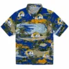 Los Angeles Rams Hawaiian Shirt - Personalized Baseball Floral Palm Horizon Blue Aloha Shirt