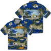 Los Angeles Rams Hawaiian Shirt - Personalized Baseball Floral Palm Horizon Blue Aloha Shirt