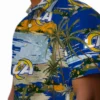 Los Angeles Rams Hawaiian Shirt - Personalized Baseball Floral Palm Horizon Blue Aloha Shirt