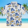 Los Angeles Rams Hawaiian Shirt - Personalized Baseball Floral Palm Island Print Blue White Aloha Shirt