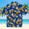Los Angeles Rams Hawaiian Shirt - Personalized Baseball Floral Palm Tree Flower Blue Aloha Shirt