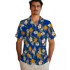 Los Angeles Rams Hawaiian Shirt - Personalized Baseball Floral Palm Tree Flower Blue Aloha Shirt