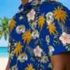 Los Angeles Rams Hawaiian Shirt - Personalized Baseball Floral Palm Tree Flower Blue Aloha Shirt