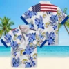 Los Angeles Rams Hawaiian Shirt - Personalized Baseball Floral Patriotic Hibiscus Aloha Shirt