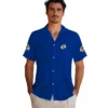 Los Angeles Rams Hawaiian Shirt - Personalized Baseball Floral Stuart Minion Blue Aloha Shirt