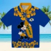 Los Angeles Rams Hawaiian Shirt - Personalized Baseball Floral Surfing Mickey Blue Aloha Shirt