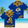 Los Angeles Rams Hawaiian Shirt - Personalized Baseball Floral Surfing Mickey Blue Aloha Shirt
