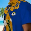 Los Angeles Rams Hawaiian Shirt - Personalized Baseball Floral Surfing Mickey Blue Aloha Shirt