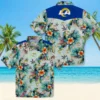 Los Angeles Rams Hawaiian Shirt - Personalized Baseball Floral Tropical Foliage Green Aloha Shirt