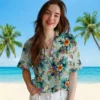 Los Angeles Rams Hawaiian Shirt - Personalized Baseball Floral Tropical Foliage Green Aloha Shirt