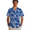 Los Angeles Rams Hawaiian Shirt - Personalized Baseball Floral Tropical Leaf Blue White Aloha Shirt