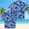Los Angeles Rams Hawaiian Shirt - Personalized Baseball Floral Tropical Leaf Blue White Aloha Shirt