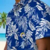 Los Angeles Rams Hawaiian Shirt - Personalized Baseball Floral Tropical Leaf Blue White Aloha Shirt