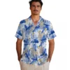 Los Angeles Rams Hawaiian Shirt - Personalized Baseball Floral Tropical Leaves Blue White Aloha Shirt
