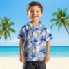 Los Angeles Rams Hawaiian Shirt - Personalized Baseball Floral Tropical Leaves Blue White Aloha Shirt