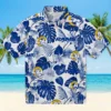 Los Angeles Rams Hawaiian Shirt - Personalized Baseball Floral Tropical Plants Blue White Aloha Shirt