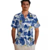 Los Angeles Rams Hawaiian Shirt - Personalized Baseball Floral Tropical Plants Blue White Aloha Shirt