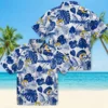 Los Angeles Rams Hawaiian Shirt - Personalized Baseball Floral Tropical Plants Blue White Aloha Shirt