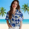 Los Angeles Rams Hawaiian Shirt - Personalized Baseball Floral Tropical Plants Blue White Aloha Shirt