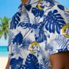 Los Angeles Rams Hawaiian Shirt - Personalized Baseball Floral Tropical Plants Blue White Aloha Shirt