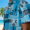 Miami Marlins Hawaiian Shirt - Tribal Symbols Blue Aloha Shirt