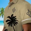 New Orleans Saints Hawaiian Shirt - Beach Sunset Gold Black Aloha Shirt