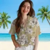 New Orleans Saints Hawaiian Shirt - Hibiscus Blooms Gold White Aloha Shirt