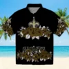 New Orleans Saints Hawaiian Shirt - Hibiscus Stripe Gold Black Aloha Shirt