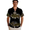 New Orleans Saints Hawaiian Shirt - Hibiscus Stripe Gold Black Aloha Shirt
