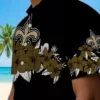 New Orleans Saints Hawaiian Shirt - Hibiscus Stripe Gold Black Aloha Shirt