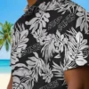 New Orleans Saints Hawaiian Shirt - Monstera Leaf Pattern Black Aloha Shirt