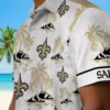New Orleans Saints Hawaiian Shirt - Palm Island Print Gold White Aloha Shirt