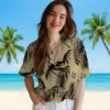 New Orleans Saints Hawaiian Shirt - Palm Leaf Gold Aloha Shirt
