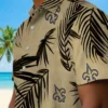 New Orleans Saints Hawaiian Shirt - Palm Leaf Gold Aloha Shirt