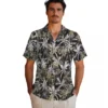 New Orleans Saints Hawaiian Shirt - Palm Pattern Gold Black Aloha Shirt