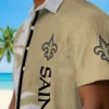 New Orleans Saints Hawaiian Shirt - Palm Trees Gold White Aloha Shirt