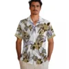 New Orleans Saints Hawaiian Shirt - Patriotic Hibiscus Design Gold White Aloha Shirt